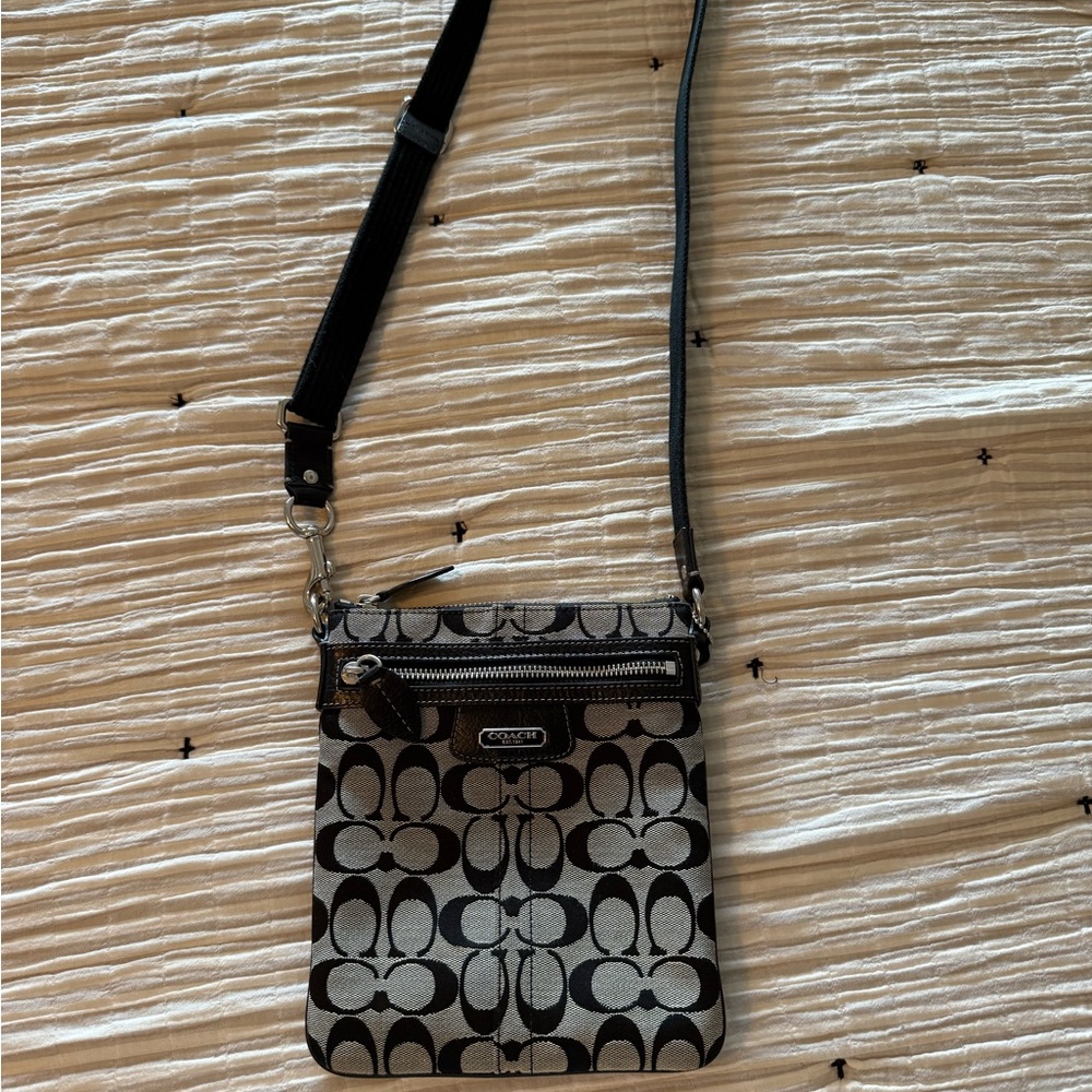 Coach Black and Gray Patterned Crossbody Bag